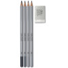 photo-4 crayons graphite + gomme - Beaux-Arts - Winsor et Newton - Studio Collection