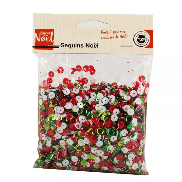 photo-Sequins - Paillettes de noël - Rouge - Vert - Blanc - 6mm de diamètre