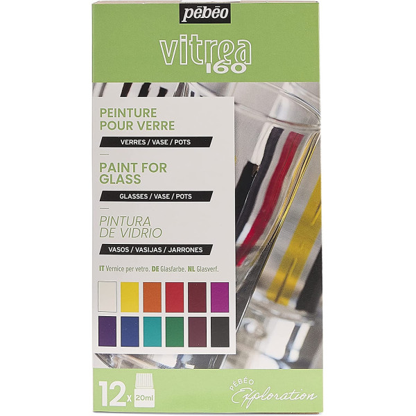 photo-Kit - peinture pour verre - Pébéo - Vitrea 160 - 12x20ml - Assortiment couleurs