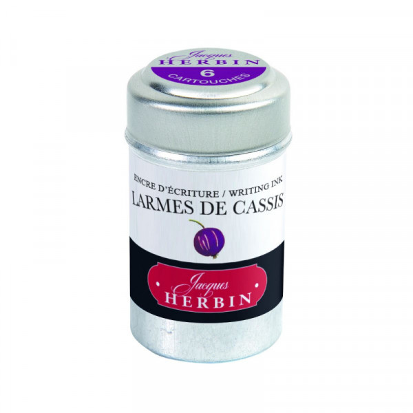 photo-6 cartouches d'encre - Larmes de cassis - Pour stylos plume et roller - Herbin