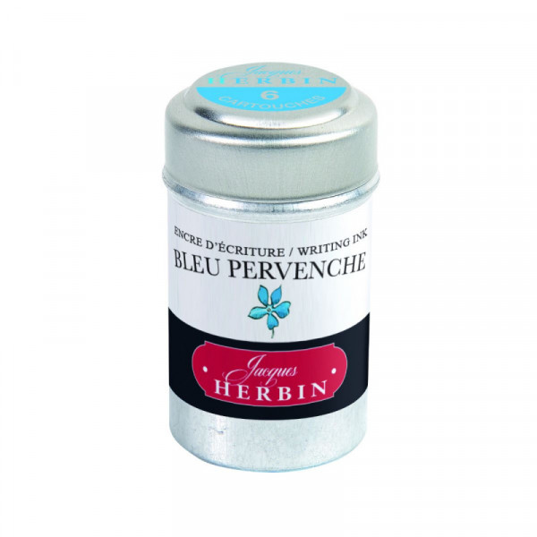 photo-6 cartouches d'encre - Bleu pervenche - Pour stylos plume et roller - Herbin