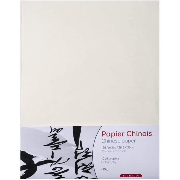 photo-Papier chinois - Calligraphie - 26,5x33cm - 25 feuilles - 30g - Herbin