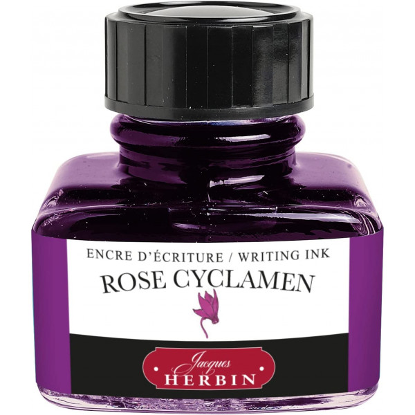 photo-Flacon d'encre pour stylo plume - Rose cyclamen - Herbin - 30ml
