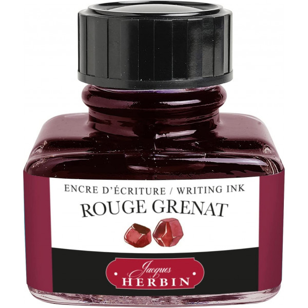 photo-Flacon d'encre pour stylo plume - Rouge grenat - Herbin - 30ml