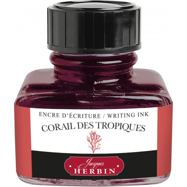 photo-Flacon d'encre pour stylo plume - Corail des tropiques - Herbin - 30ml