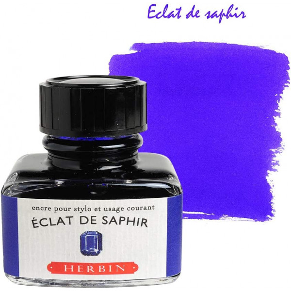 Coffret - Encre pour stylo plume - Bleu saphir - 5 plumes métal - Herbin