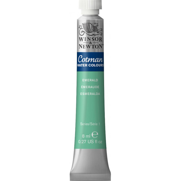 photo-Tube de peinture aquarelle fine - Vert émeraude - Cotman - Winsor & Newton - 8ml