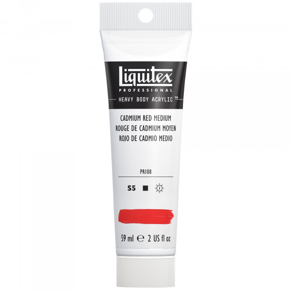 photo-Peinture acrylique - Rouge de cadmium moyen - 154 - Liquitex - Heavy Body - Tube 59ml
