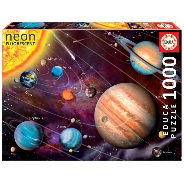 photo-Puzzle - 1000 pièces - Effet néon - Le système solaire - Educa