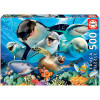photo-Puzzle - 500 pièces - Selfie sous l'eau - Dauphins - Requin - Orque - Tortue