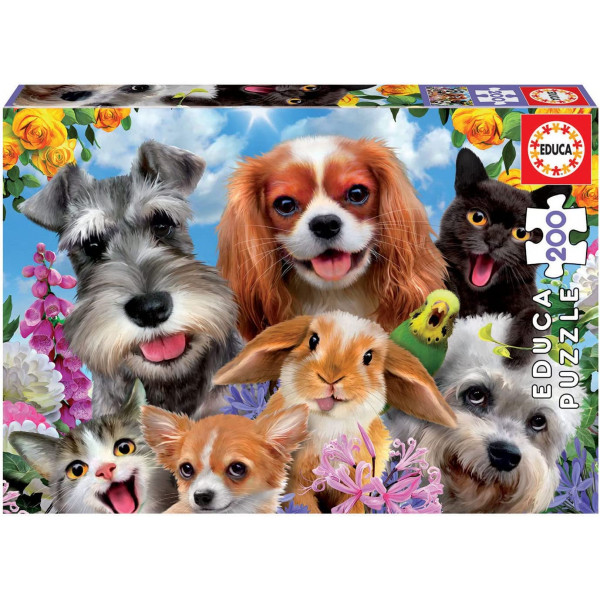 photo-Puzzle - 200 pièces - Le selfie des animaux - Chien - Chat - Dès 6 ans - Educa