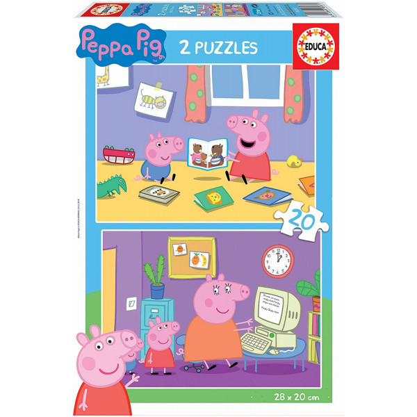 photo-Puzzle en bois - Peppa Pig à la maison - 2 x 20 pièces - Dès 3 ans - Educa
