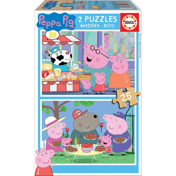 photo-Puzzle en bois - Peppa Pig et ses amis - 2 x 25 pièces - Dès 3 ans - Educa