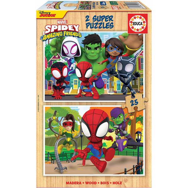 photo-Puzzle en bois - Spidey et ses amazing amis - 2 x 25 pièces - Dès 3 ans - Educa