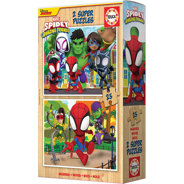Puzzle en bois - Spidey et ses amazing amis - 2 x 25 pièces - Dès 3 ans - Educa
