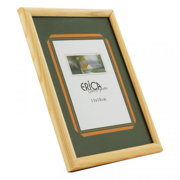 Cadre photo - Bois naturel - Pour photo 13 x 18 cm - Vitre en verre