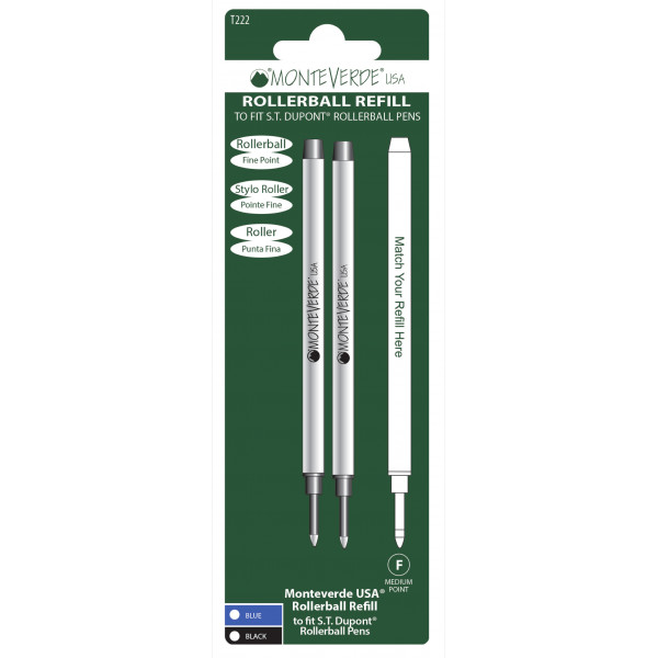 photo-Recharges pour stylo roller - Dupont - Noir - Pointe fine - Lot de 2 recharges