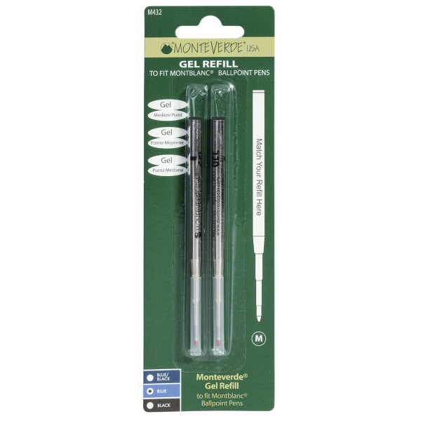 photo-Recharges pour stylo gel - Montblanc - Noir - Pointe moyenne - Lot de 2 recharges