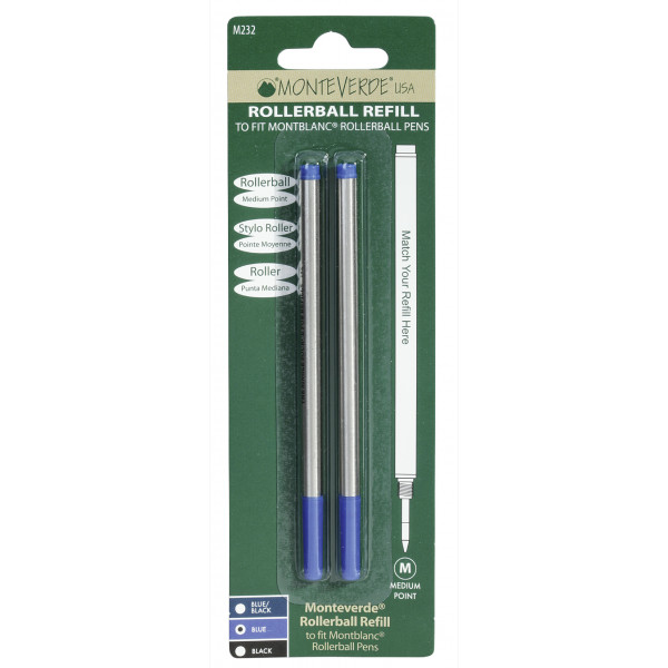 S.T. Dupont Recharge Stylo Roller Pointe Moyenne Bleu - Lot De 2