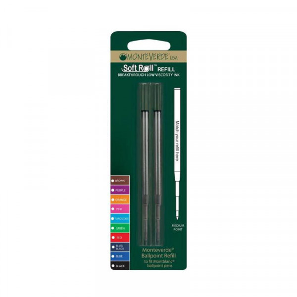 photo-Recharges pour stylo bille - Montblanc - Bleu - Pointe large - Lot de 2 recharges