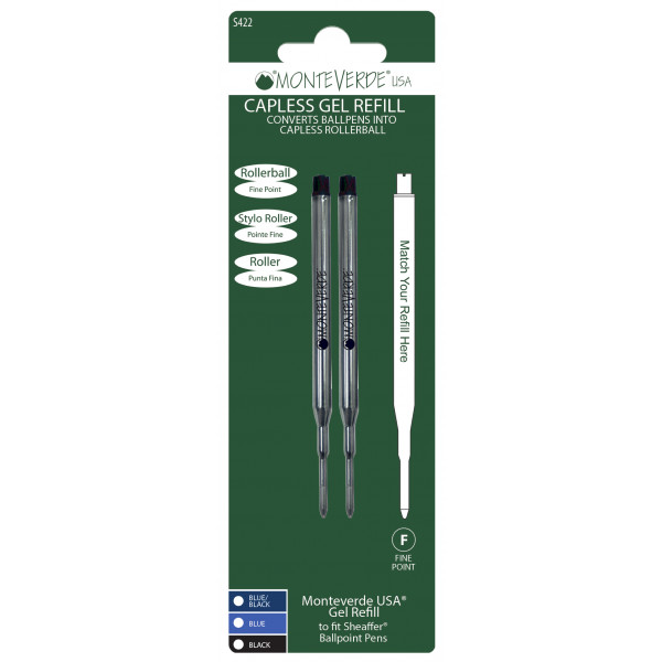 photo-Recharges pour stylo gel - Sheaffer - Noir - Pointe fine - Lot de 2 recharges
