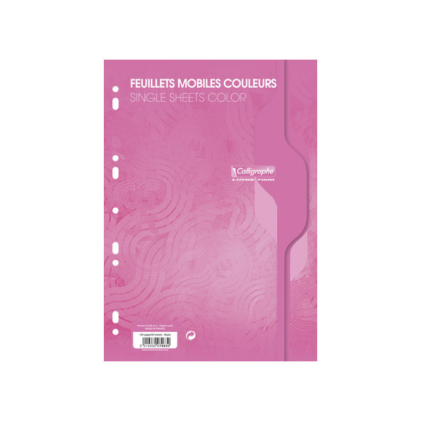 photo-Feuilles simples - A4 - Petits carreaux - Rose - Perforées - 100 feuilles - 80g