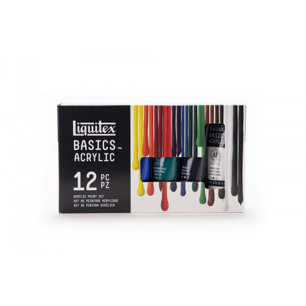 photo-Peinture acrylique - Liquitex - Basics Acrylic - Coffret 12 tubes de 22ml - Assortiment