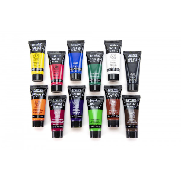 Peinture acrylique - Liquitex - Basics Acrylic - Coffret 12 tubes de 22ml - Assortiment