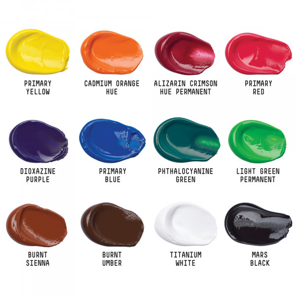 Peinture acrylique - Liquitex - Basics Acrylic - Coffret 12 tubes de 22ml - Assortiment
