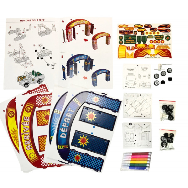 Kit créatif - Voitures à assembler - Construction 3D - A partir de 6 ans