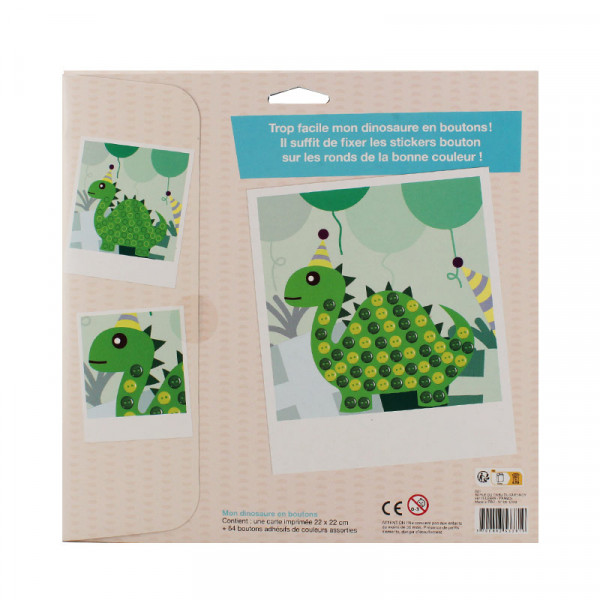 Kit créatif - Mon dinosaure en boutons - Pour enfant dès 3 ans