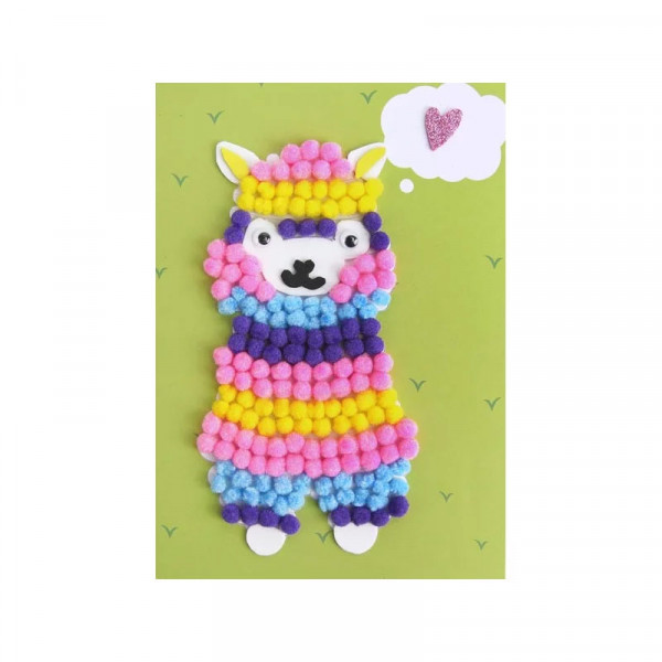 photo-Tableau en pompons - Activité pour enfant - Lama