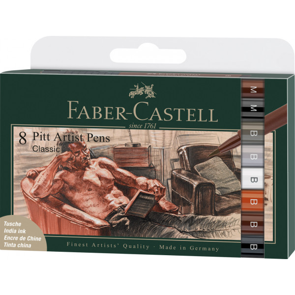 photo-8 feutres de dessin - Pitt Artiste Pens Classic - Faber-Castell - Assortiment