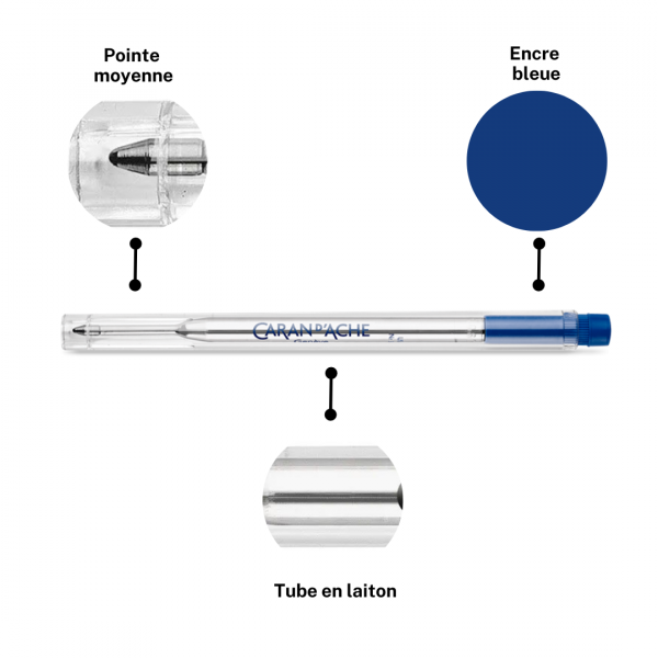 Recharge - Cartouche - Stylo à bille - GOLIATH - Caran d'Ache - Bleu - Pointe M