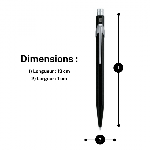 Stylo à bille - Noir - Métal - Pointe moyenne - Caran d'Ache - 849