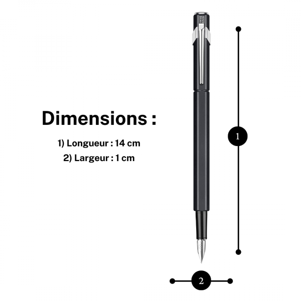 Stylo plume - Noir - Métal - Plume moyenne - Rechargeable - Caran d'Ache - 849