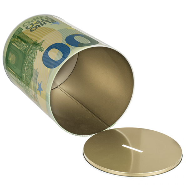 Grande tirelire - Métal - Pour pièces - XXL - Motif billet de 100€