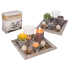Décoration de table - Plateau bois - Bougies - Pierres - Ambiance cosy