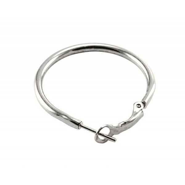 photo-Boucles d'oreilles - Rondes - Créoles - Argentées - Diamètre 32 mm - 4 pièces