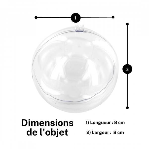 3 boules en plastique transparent - A remplir et personnaliser - 8 cm de diamètre