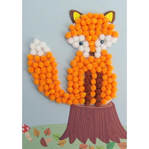 Tableau en pompons - Activité pour enfant - Renard