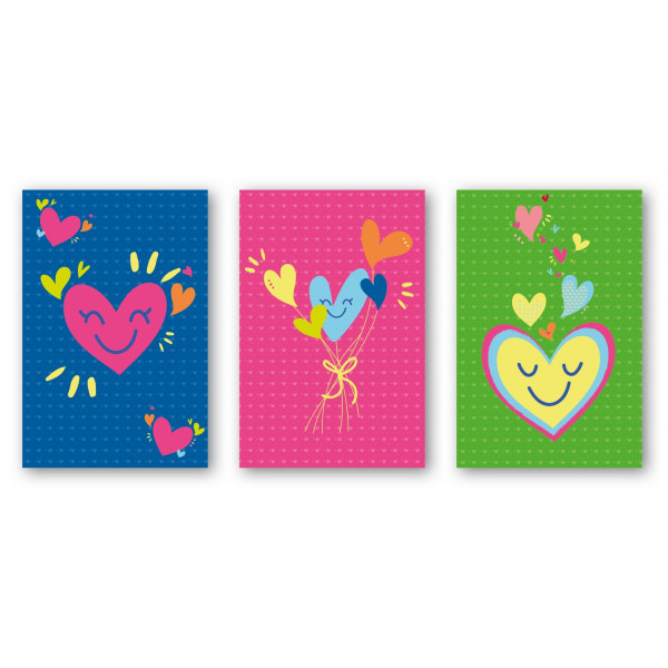 Cartes à colorier - Cartes noires à gratter - Cœurs - 3 modèles - 10 x 15 cm