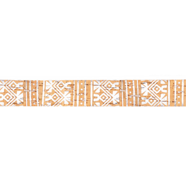 photo-Ruban décoratif - Liège - Motifs argentés - Rouleau de 2m x 2,5 cm - Loisirs créatifs