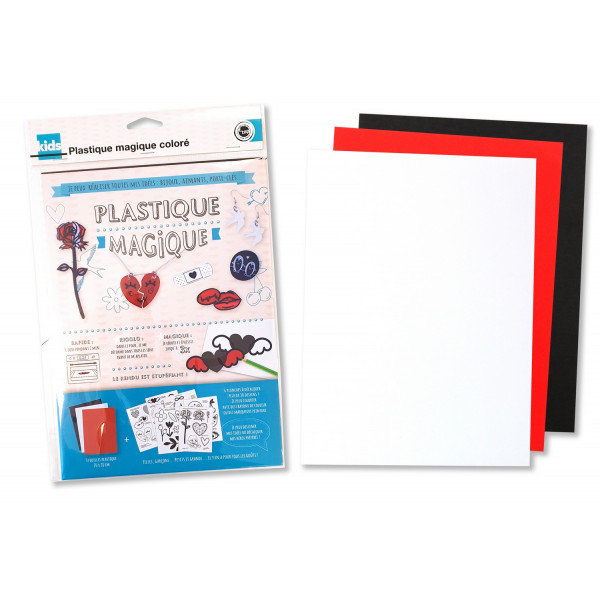 photo-Feuilles de plastique magique - Plastique fou - Coloré - 20 x 28 cm - Noir - Rouge - Blanc