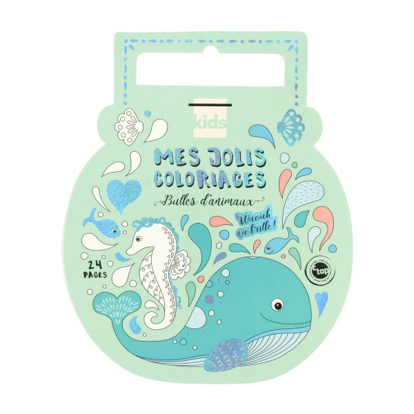 Carnet de coloriage - Animaux de la mer - Avec paillettes - 24 pages