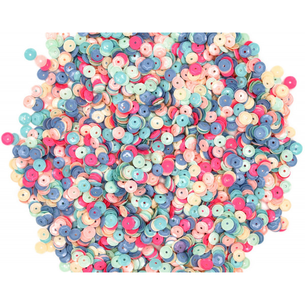photo-Sequins - Paillettes - Rond - 6 mm diamètre - Couleurs pastel - 100g