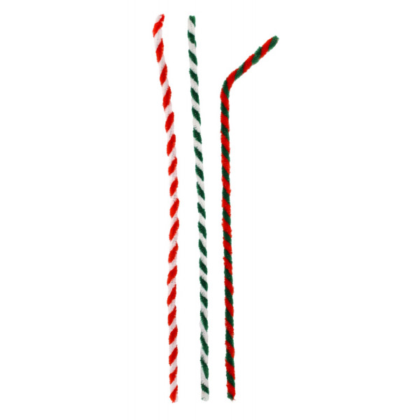 Chenilles - Loisirs créatifs - Blanc/Rouge - Vert/Rouge - 30 cm longueur
