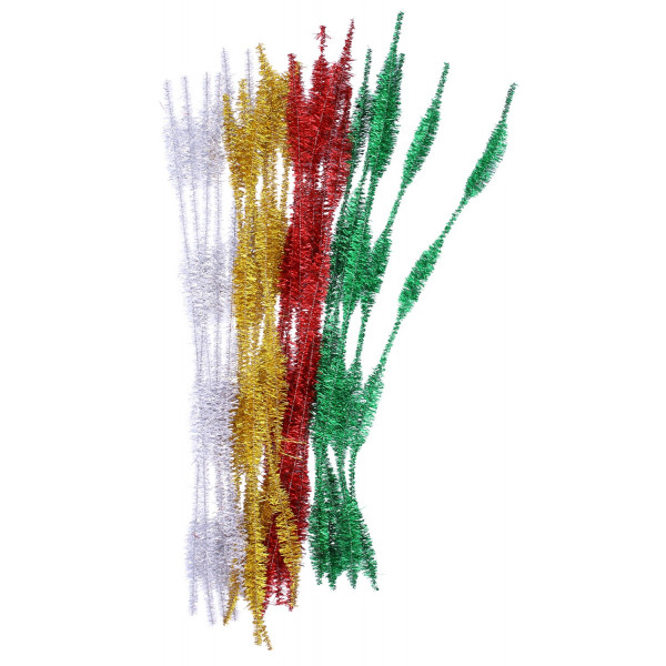 photo-Chenilles - Loisirs créatifs - Argent - Or - Vert - Rouge - 30 cm longueur