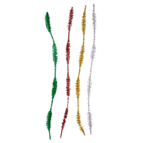 Chenilles - Loisirs créatifs - Argent - Or - Vert - Rouge - 30 cm longueur