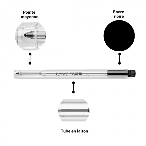 2 recharges - Cartouche - Stylo à bille - GOLIATH - Caran d'Ache - Noir - Pointe M